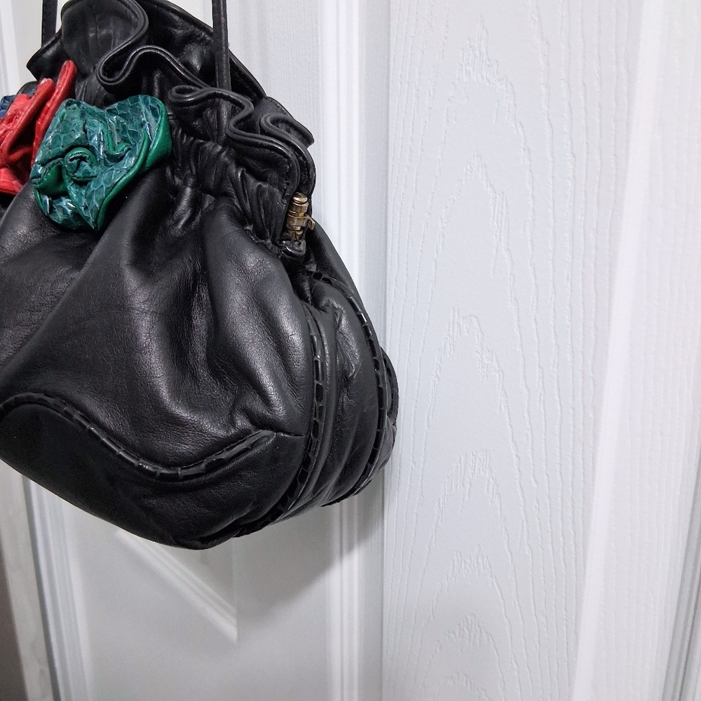 Vintage Viva Of California Bags Leather Roses Snakeskin trim Crossbody - Picture 11 of 16